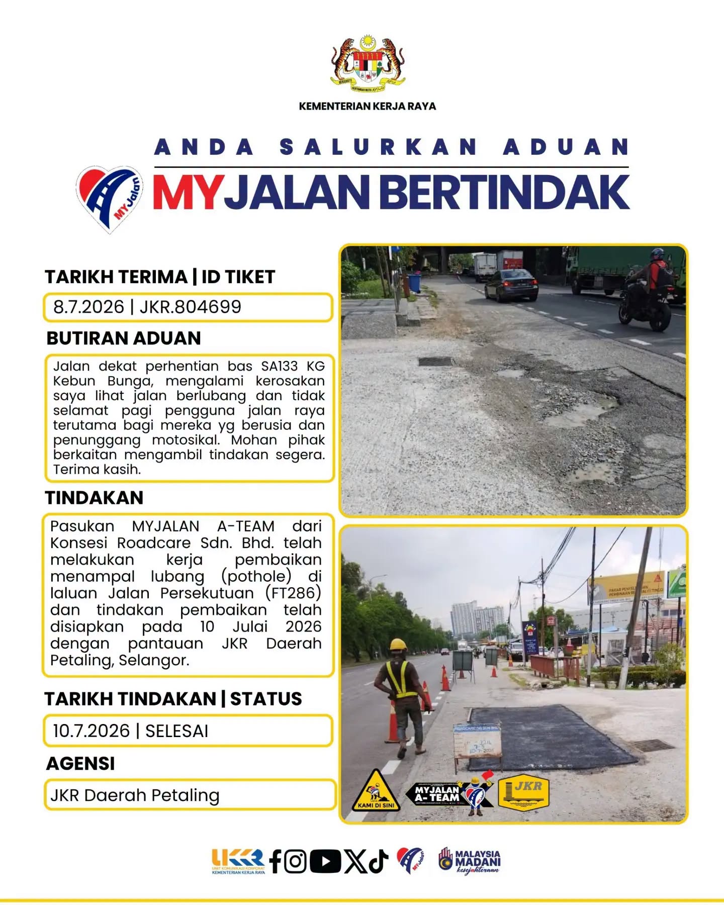 10 Julai 2026 - JKR Daerah Petaling 